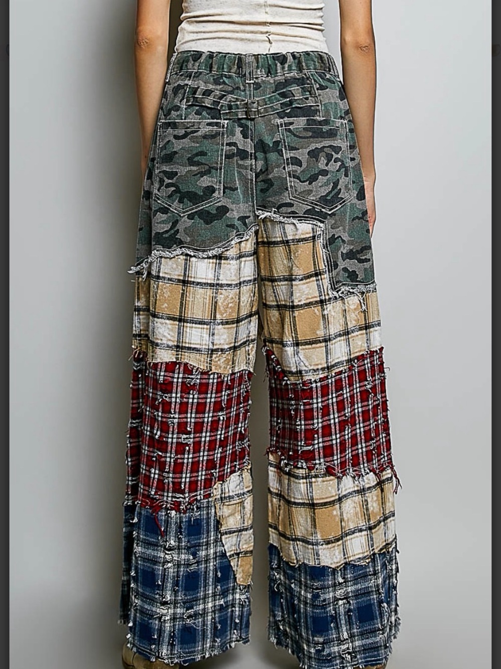 POL Camo Plaid Patchwork 2-Piece Set: Wide Leg Pants & Maxi Jacket - Picture 14 of 16
